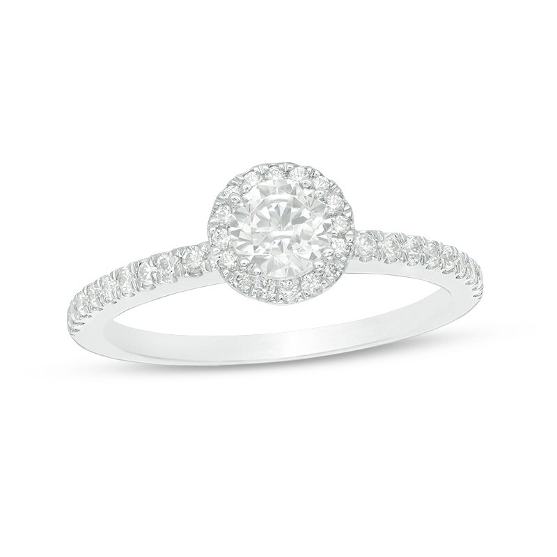 Previously Owned - 0.75 CT. T.W. Diamond Frame Engagement Ring 14K White Gold
