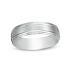 Thumbnail Image 0 of Previously Owned - Men's 6.0mm Brushed Stepped Edge Wedding Band in 14K White Gold