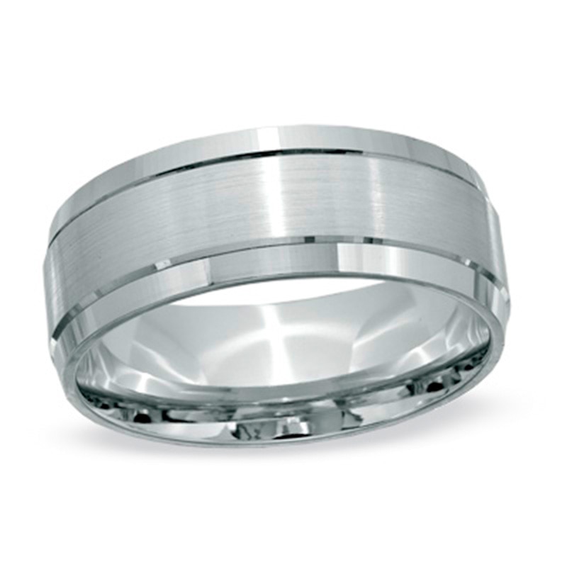 Previously Owned - 8.0mm Comfort Fit 14K White Gold Satin Wedding Band