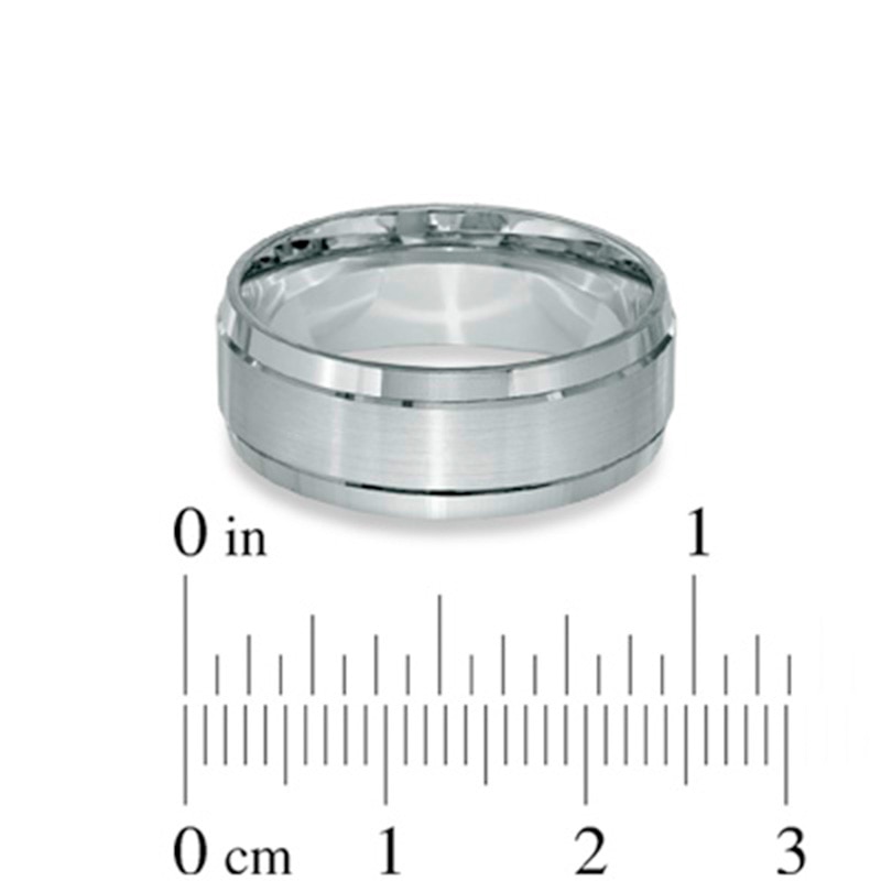 Main Image 3 of Previously Owned - Men's 8.0mm Comfort Fit 14K White Gold Satin Wedding Band