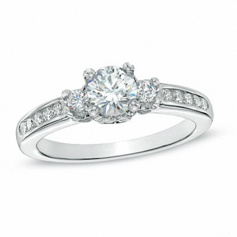 Previously Owned - 1.00 CT. T.W. Diamond Past Present FutureÂ® Engagement Ring in 14K White Gold