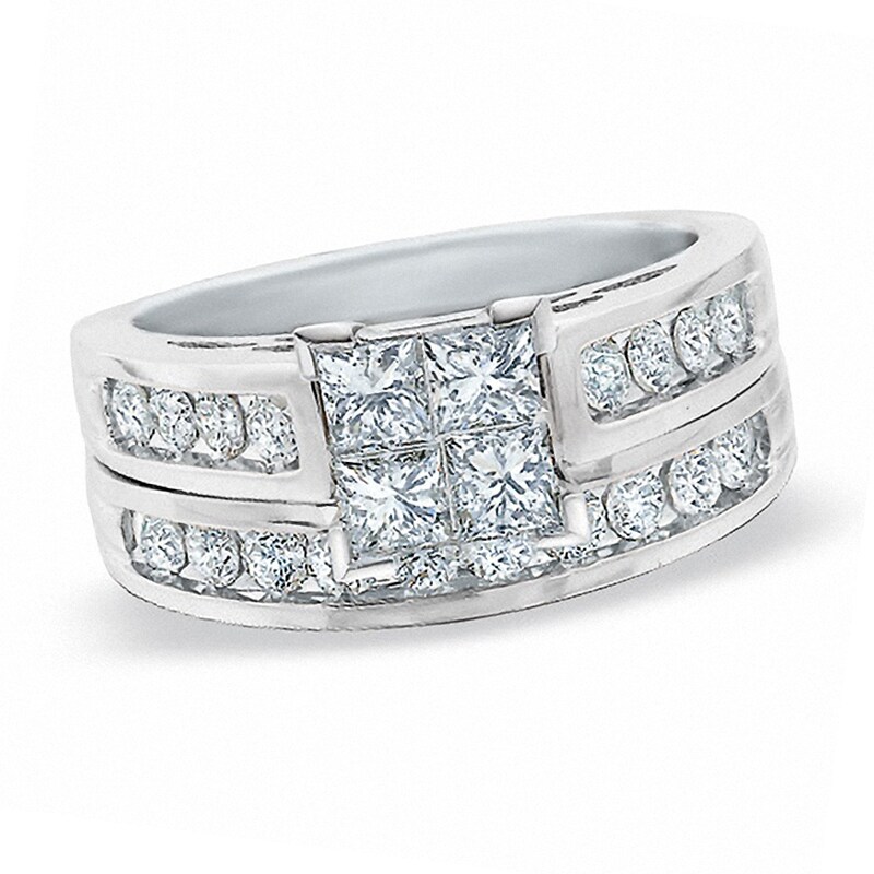 Previously Owned - 2.00 CT. T.W. Quad Princess-Cut Diamond Bridal Set in 14K White Gold