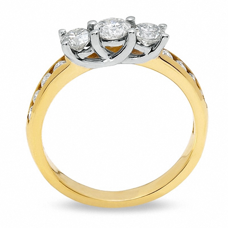 Previously Owned - 1.00 CT. T.W. Diamond Past Present Future® Three Stone Ring in 10K Gold