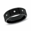Thumbnail Image 1 of Previously Owned - 0.09 CT. T.W. Diamond Three Stone Black IP Tungsten Wedding Band