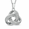 Thumbnail Image 1 of Previously Owned - 0.09 CT. T.W. Diamond Celtic Knot Pendant in Sterling Silver