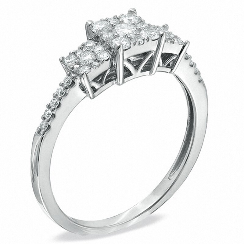 Previously Owned - 0.48 CT. T.W. Composite Diamond Three Stone Ring in 10K White Gold