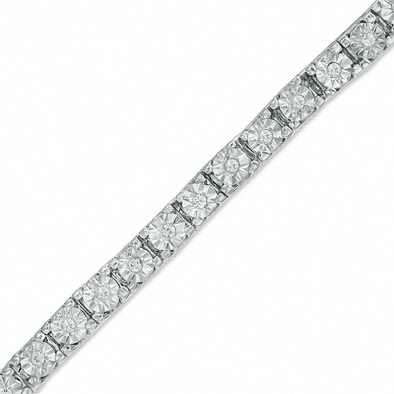 Main Image 1 of Previously Owned - 0.25 CT. T.W. Diamond Tennis Bracelet in Sterling Silver - 7.25"