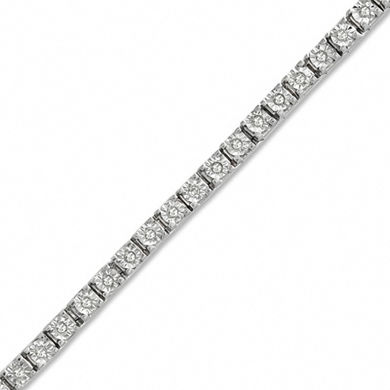 Main Image 1 of Previously Owned - 0.50 CT. T.W. Diamond Tennis Bracelet in Sterling Silver - 7.25"