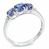 Thumbnail Image 1 of Previously Owned - Tanzanite and Diamond Accent Three Stone Ring in Sterling Silver