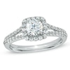 Thumbnail Image 1 of Previously Owned - Celebration  Fire™ 1.00 CT. T.W. Diamond Cushion Frame Engagement Ring in 14K White Gold