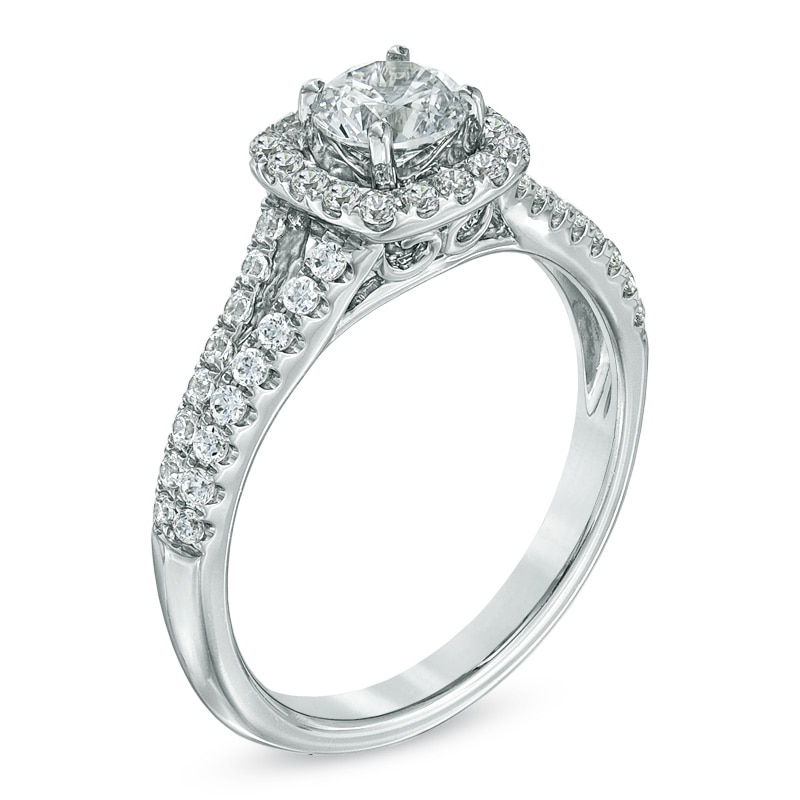 Main Image 2 of Previously Owned - Celebration  Fire™ 1.00 CT. T.W. Diamond Cushion Frame Engagement Ring in 14K White Gold
