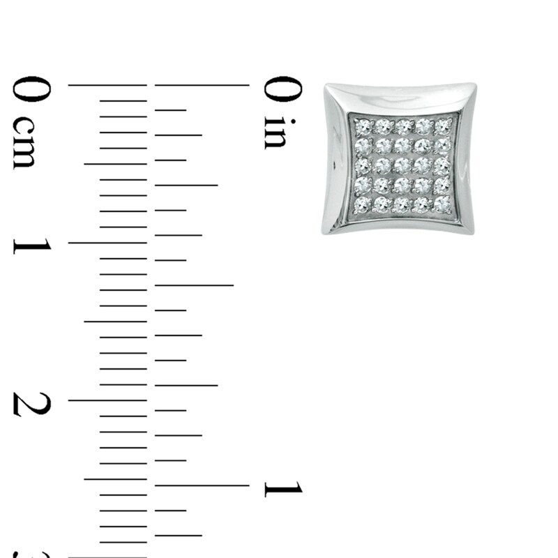 Main Image 2 of Previously Owned - Men's 0.25 CT. T.W. Diamond Square Stud Earrings in Stainless Steel