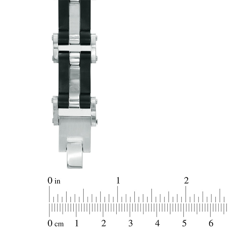 Main Image 3 of Previously Owned - Wavy Link Bracelet in Stainless Steel and Black IP - 8.5"