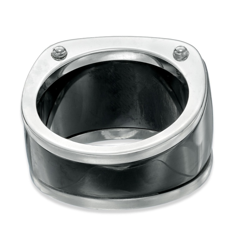 Main Image 3 of Previously Owned - Men's 0.19 CT. T.W. Enhanced Black Diamond Multi-Row Band in Stainless Steel with Black IP