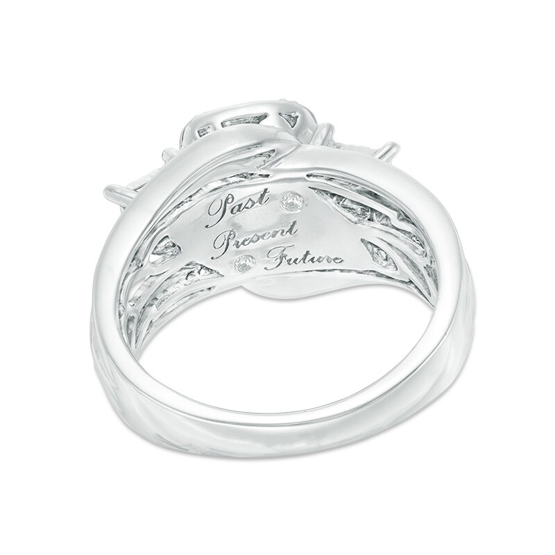Previously Owned - 0.63 CT. T.W. Princess-Cut Diamond Past Present FutureÂ® Three Stone Ring in 10K White Gold