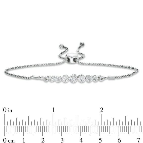 Previously Owned - 0.50 CT. T.W. Composite Diamond Bolo Bracelet in 10K White Gold - 8.0"