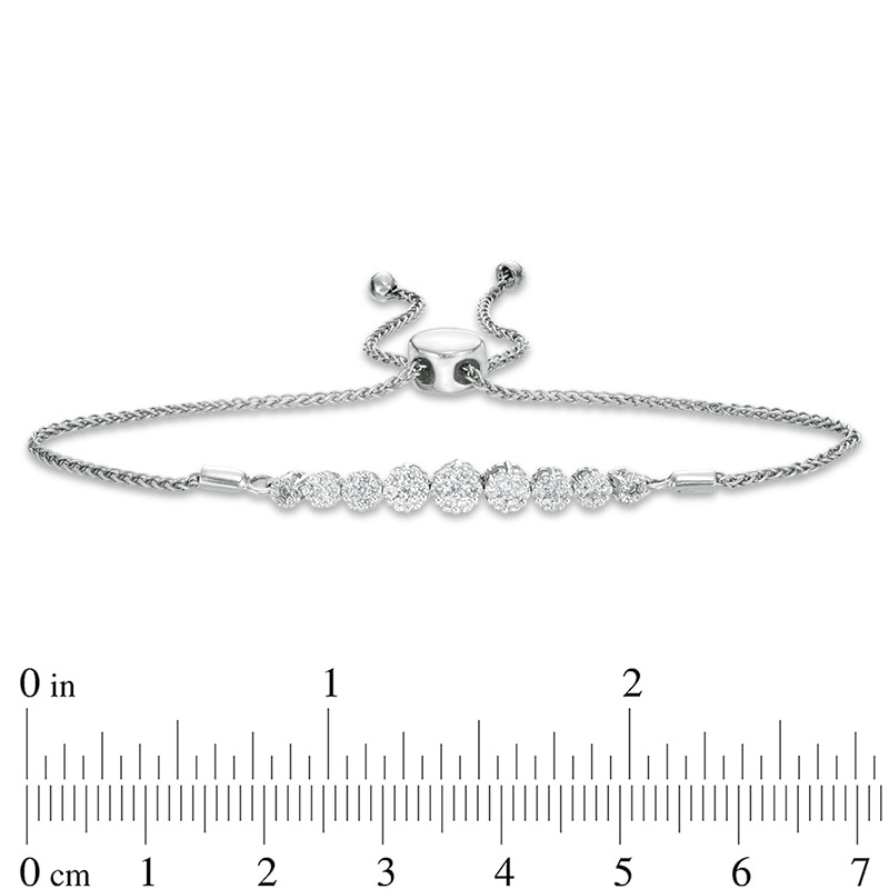Previously Owned - 0.50 CT. T.W. Composite Diamond Bolo Bracelet in 10K White Gold - 8.0"