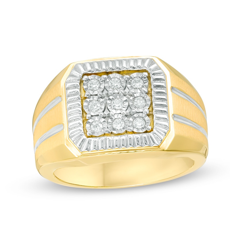 Previously Owned - 0.20 CT. T.W. Diamond Square Composite Ring in 10K Gold
