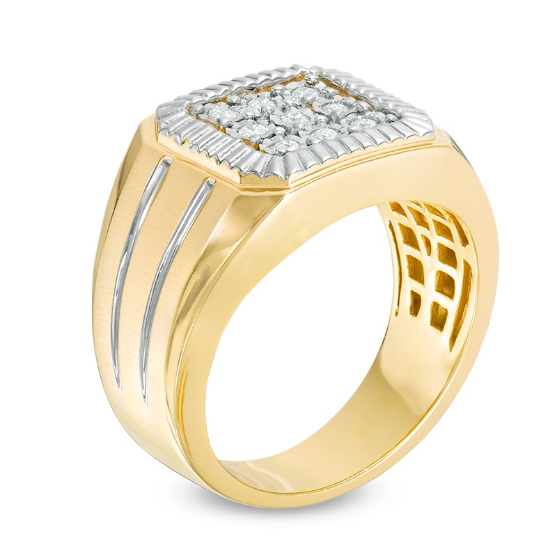 Previously Owned - Men's 0.20 CT. T.W. Diamond Square Composite Ring in 10K Gold