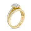 Thumbnail Image 2 of Previously Owned - Perfect Fit 0.45 CT. T.W. Diamond Cushion Frame Vintage-Style Interlocking Bridal Set in 10K Gold