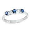 Thumbnail Image 1 of Previously Owned - Blue Sapphire and 0.04 CT. T.W. Composite Diamond Five Stone Ring in 10K White Gold