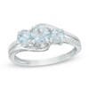 Thumbnail Image 1 of Previously Owned - Aquamarine and 0.04 CT. T.W. Diamond Three Stone Bypass Ring in 10K White Gold