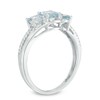 Thumbnail Image 2 of Previously Owned - Aquamarine and 0.04 CT. T.W. Diamond Three Stone Bypass Ring in 10K White Gold