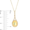 Previously Owned - Oval Multi-Colour Opal and 0.14 CT. T.W. Diamond Frame Drop Pendant in 10K Gold