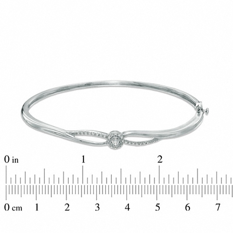 Main Image 2 of Previously Owned - 0.14 CT. T.W.  Diamond Centre Braid Bangle in Sterling Silver