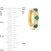 Thumbnail Image 1 of Previously Owned - Emerald and 0.08 CT. T.W. Composite Diamond Alternating Hoop Earrings in 10K Gold