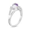 Thumbnail Image 2 of Previously Owned - Heart-Shaped Amethyst, Lab-Created Opal and Diamond Accent Two Stone Ring in Sterling Silver