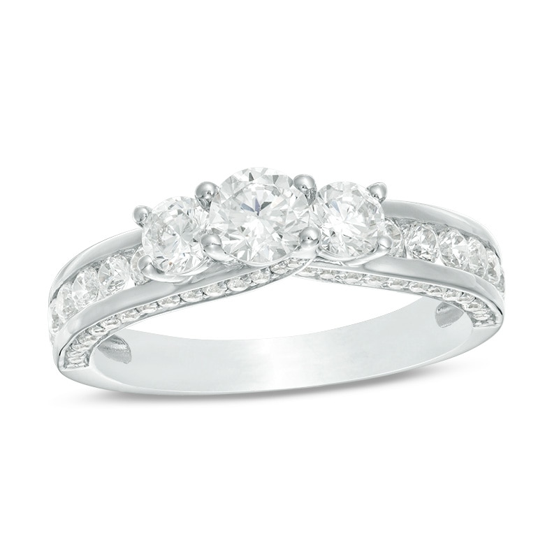 Previously Owned - 1.50 CT. T.W. Diamond Past Present Future® Engagement Ring in 14K White Gold|Peoples Jewellers