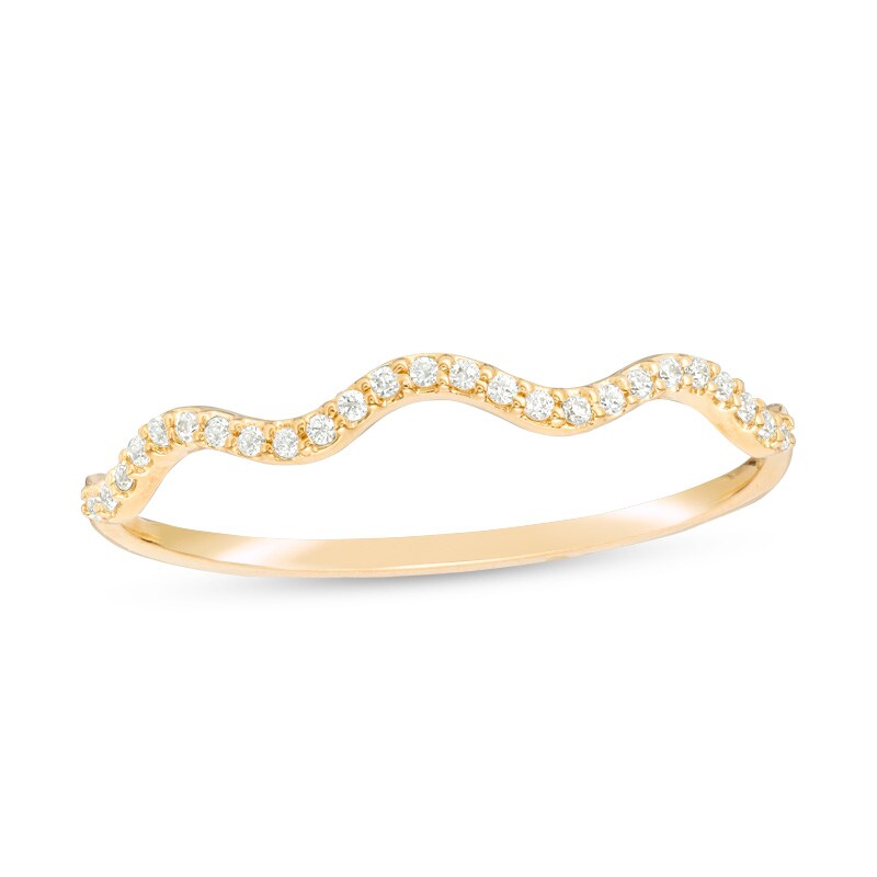 Main Image 1 of Previously Owned - 0.065 CT. T.W. Diamond Wave Anniversary Band in 10K Gold