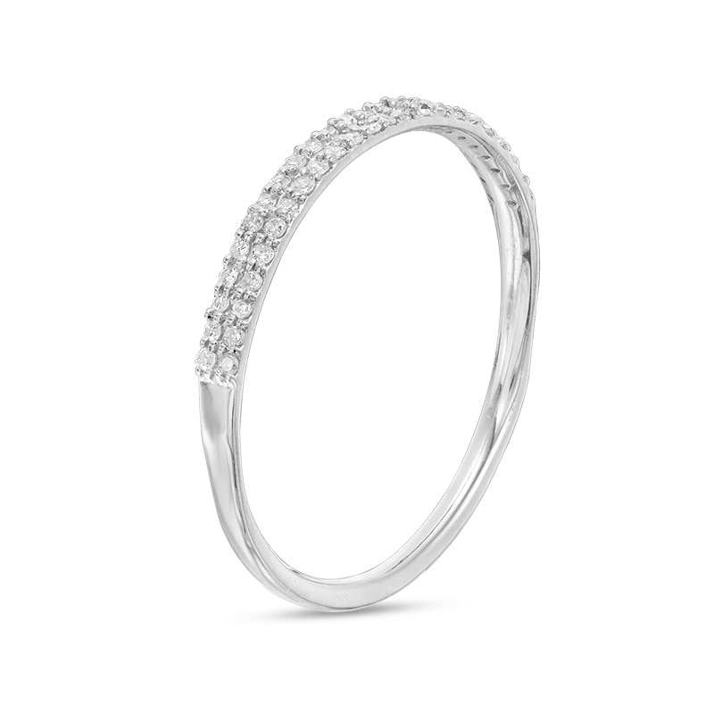 Main Image 2 of Previously Owned - 0.10 CT. T.W. Diamond Double Row Anniversary Band in 10K White Gold