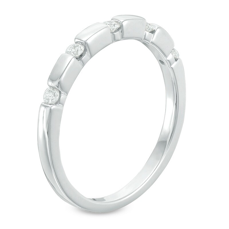 Previously Owned - 0.15 CT. T.W. Diamond Station Anniversary Band in 10K White Gold