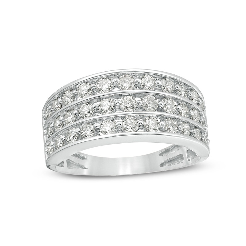 Main Image 1 of Previously Owned - 1.00 CT. T.W. Diamond Multi-Row Anniversary Band in 10K White Gold