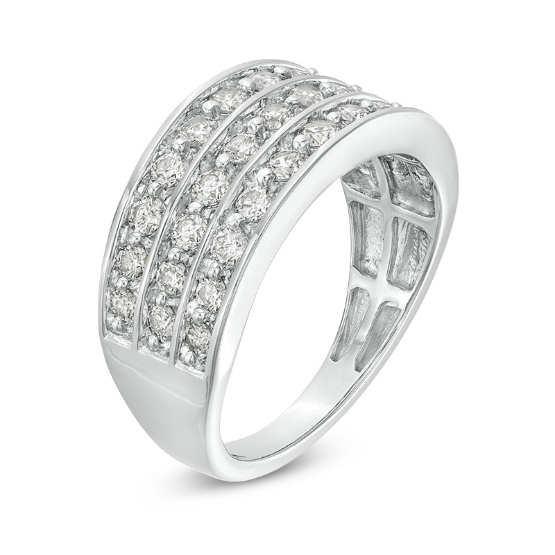 Main Image 3 of Previously Owned - 1.00 CT. T.W. Diamond Multi-Row Anniversary Band in 10K White Gold