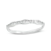 Thumbnail Image 1 of Previously Owned - 0.05 CT. T.W. Baguette and Round Diamond Station Anniversary Band in 10K White Gold
