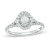 Thumbnail Image 1 of Previously Owned 0.75 CT. T.W. Diamond Oval Frame Vintage-Style Engagement Ring in 14K White Gold (I/I1)