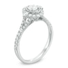 Thumbnail Image 1 of Previously Owned 0.75 CT. T.W. Diamond Oval Frame Vintage-Style Engagement Ring in 14K White Gold (I/I1)