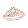 Thumbnail Image 0 of Previously Owned - 0.70 CT. T.W. Diamond Past Present Future® Pear-Shaped Frame Twist Engagement Ring in 10K Rose Gold
