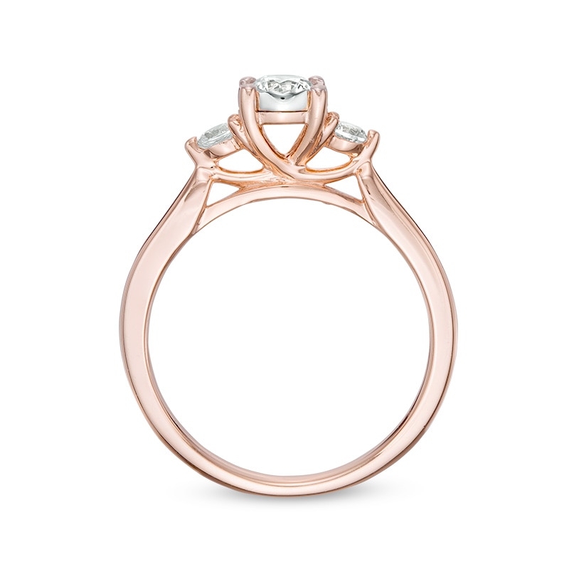 Previously Owned - 0.50 CT. T.W. Diamond Past Present Future® Engagement Ring in 10K Rose Gold