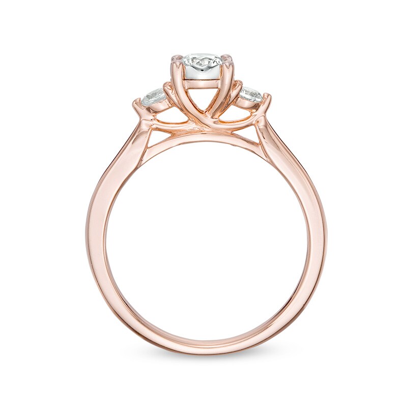 Main Image 6 of Previously Owned - 0.50 CT. T.W. Diamond Past Present Future® Engagement Ring in 10K Rose Gold