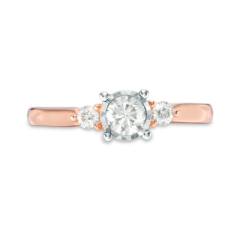 Previously Owned - 0.50 CT. T.W. Diamond Past Present Future® Engagement Ring in 10K Rose Gold