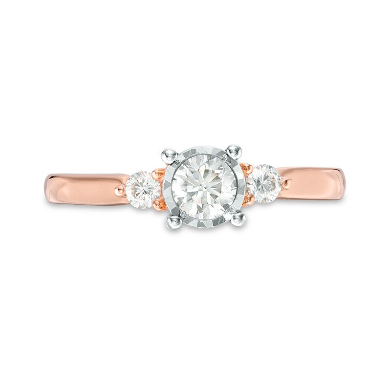 Main Image 7 of Previously Owned - 0.50 CT. T.W. Diamond Past Present Future® Engagement Ring in 10K Rose Gold