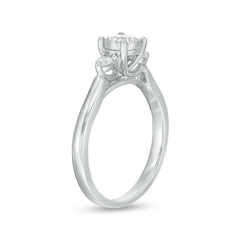 Previously Owned - 0.50 CT. T.W. Diamond Past Present Future® Engagement Ring in 10K White Gold