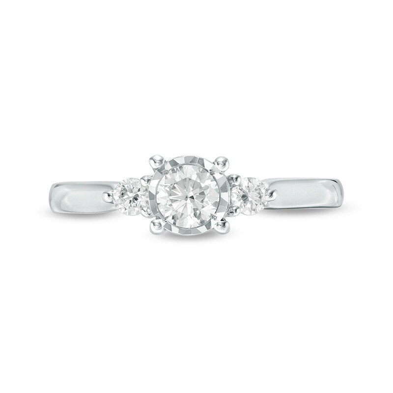 Previously Owned - 0.50 CT. T.W. Diamond Past Present Future® Engagement Ring in 10K White Gold