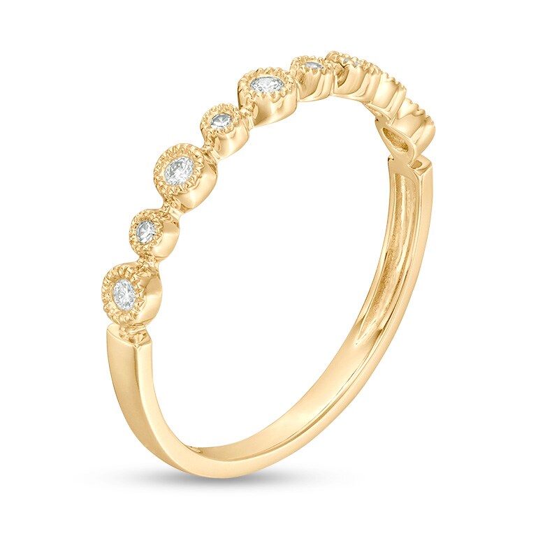 Main Image 2 of Previously Owned - 0.07 CT. T.W. Diamond Bezel-Set Anniversary Band in 10K Gold