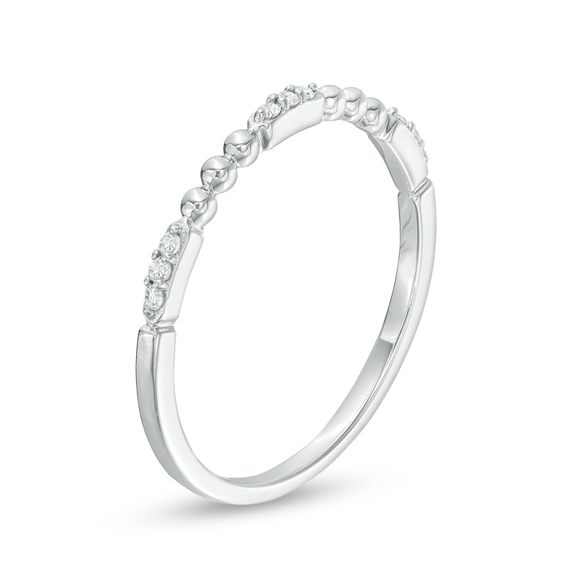 Previously Owned - 0.05 CT. T.W. Diamond and Beaded Station Anniversary Band in 10K White Gold
