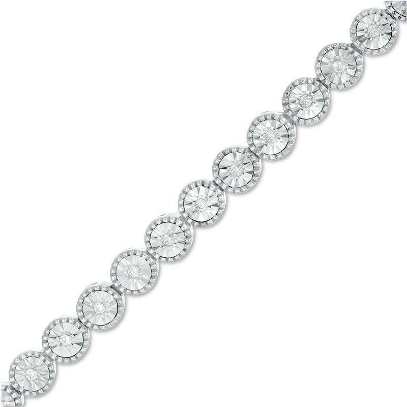 Main Image 1 of Previously Owned - 0.25 CT. T.W. Diamond Vintage-Style Tennis Bracelet in Sterling Silver
